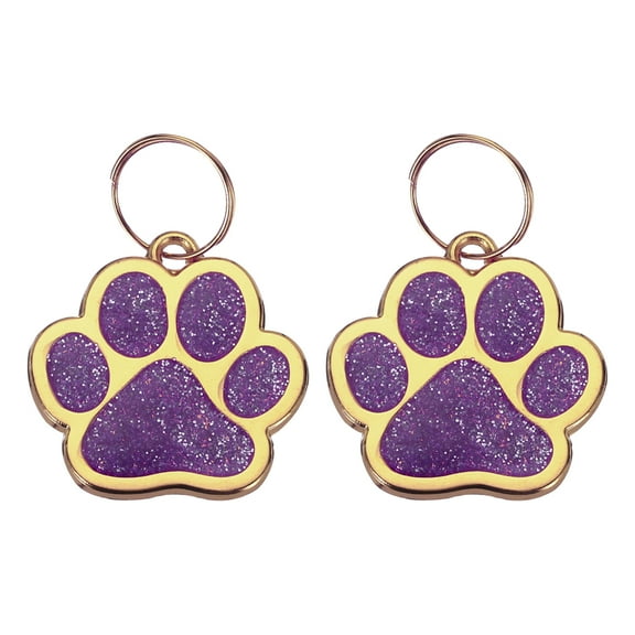 Uxcell 2 Set Pet ID Tags Cute Paw Shape, 30x30mm Metal Personalized Engraving Up to 5 Lines for Pet Dog ID Tags (Purple)