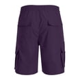 thumbnail image 6 of DDAPJ pyju Below The Knee Shorts for Men Elastic Waist Multi-Pockets Bermuda Cargo Shorts Baggy Casual Hiking Pants Purple M, 6 of 7