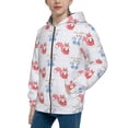 thumbnail image 2 of Xecao Red Squirrel And Blue Rabbit Pattern Zip Up Hoodies for Boys Girls, Sweatshirt with Pockets-, 2 of 6