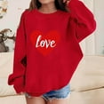 thumbnail image 5 of Girls' Red Valentine's Day Sweatshirt, Oversized Crew Neck with Heart "Love" Graphic, Soft Stretchy for Kids & Teens Sizes 90-160,Size 8-9 T, 5 of 5