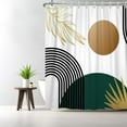thumbnail image 6 of Boho Green Mid Century Shower Curtain Abstract Neutral Simple Leaf Shower Curtains for Bathroom Decor 72W x 72 L Inches Sun Arch Curve Modern Minimalist Waterproof Fabric Shower Curtains, 6 of 6