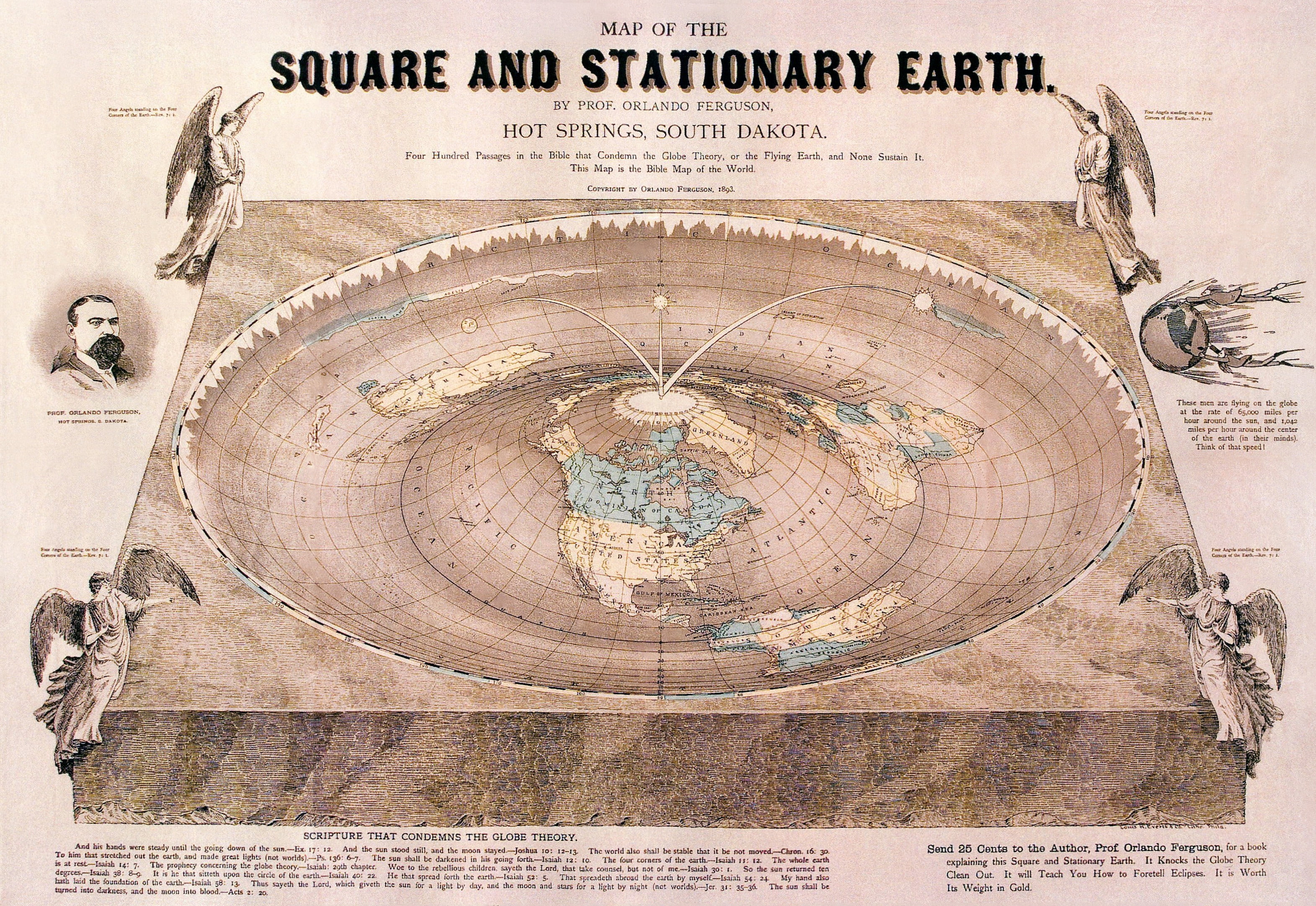 orlando ferguson 1893 - flat earth map