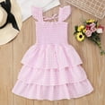 thumbnail image 2 of Robes Décontractées pour Filles Tout-Petits Été Imprimé à Carreaux Col Carré Sans Manches Robe de Princesse de Fête Mode Urbaine, Rouge, 2-3 Ans, 2 of 6