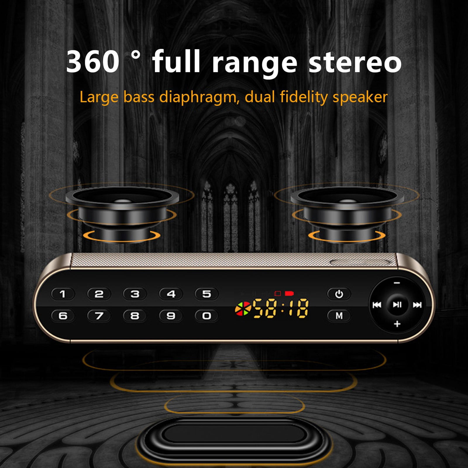 Bluetooth/FM Radio/MP3 Player Portable Wireless Speaker, Bluetooth Audio Speaker, Portable Subwoofer with HiFi Sound, USB Support, Wireless Radio for Home Outside