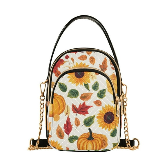 joogoo Women Pumpkins Fall Leaves Chain Crossbody Bags Shoulder Handbag Phone Purse