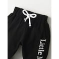 thumbnail image 5 of Newborn Baby Boy Clothes Letter Long Sleeve Romper + Pants + Hat 3PCS Outfits Set Black 0-3 Months, 5 of 6