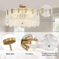 thumbnail image 5 of DingLiLighting 8 Light Crystal Chandeliers Glass Shade Drum Chandeliers Ceiling Lights Gold Semi Flush Mount Ceiling Light Fixtures for Living Room Bedroom Dining Kitchen, E12 Bulb include, 5 of 7