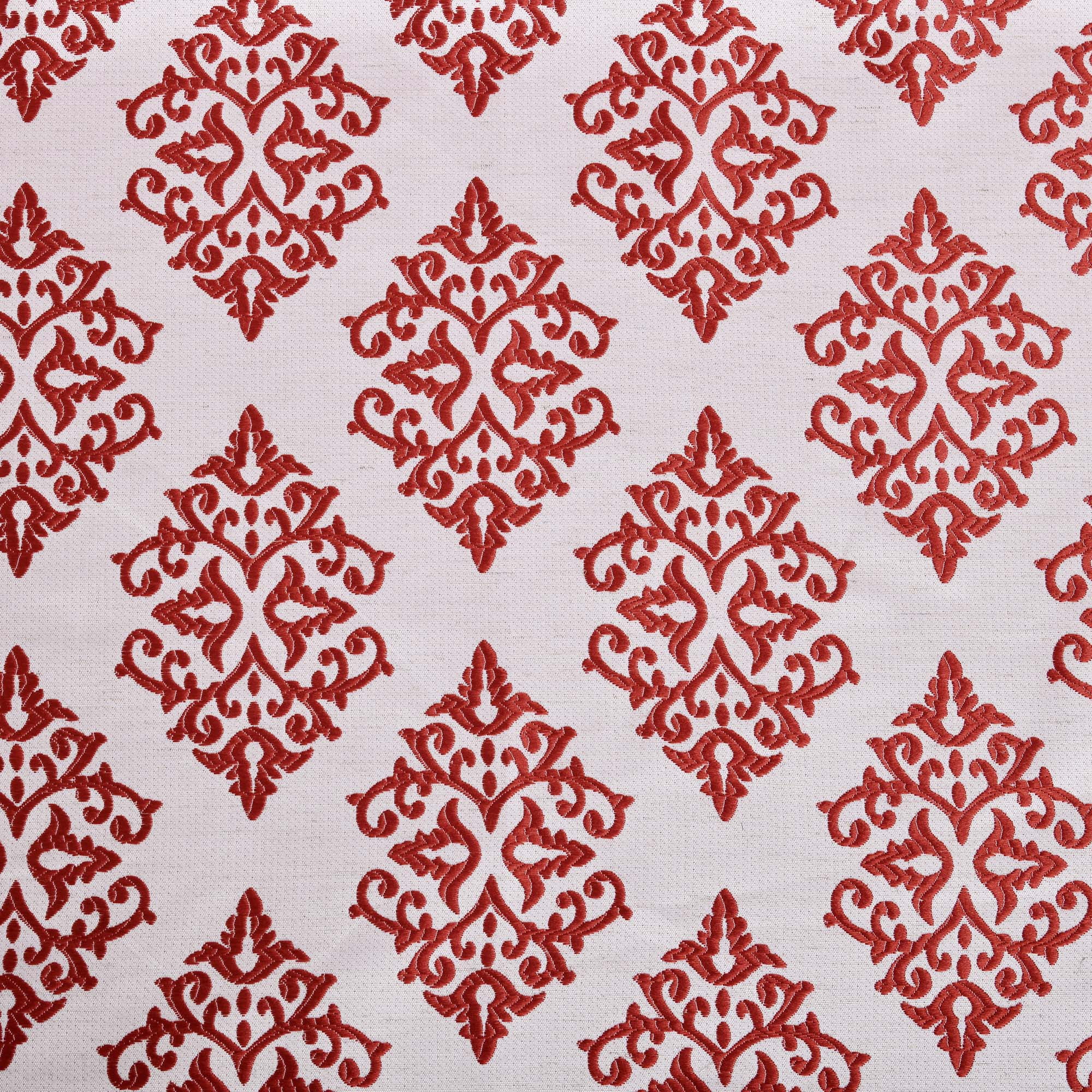 Superior Venetian Damask Jacquard Grommet Curtain Panel, Set of 2, 52" x 84", Ruby