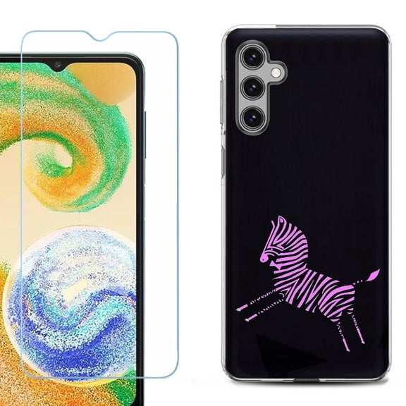 Shockproof Fashion Phone Case for Samsung Galaxy A13 5G, with Tempered Glass Screen Protector, by OneToughShield ® - Zebra Running