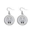thumbnail image 1 of Lovely Black Cute Chat Happy Pattern Ear Dangle Silver Drop Earring Jewelry Woman, 1 of 3
