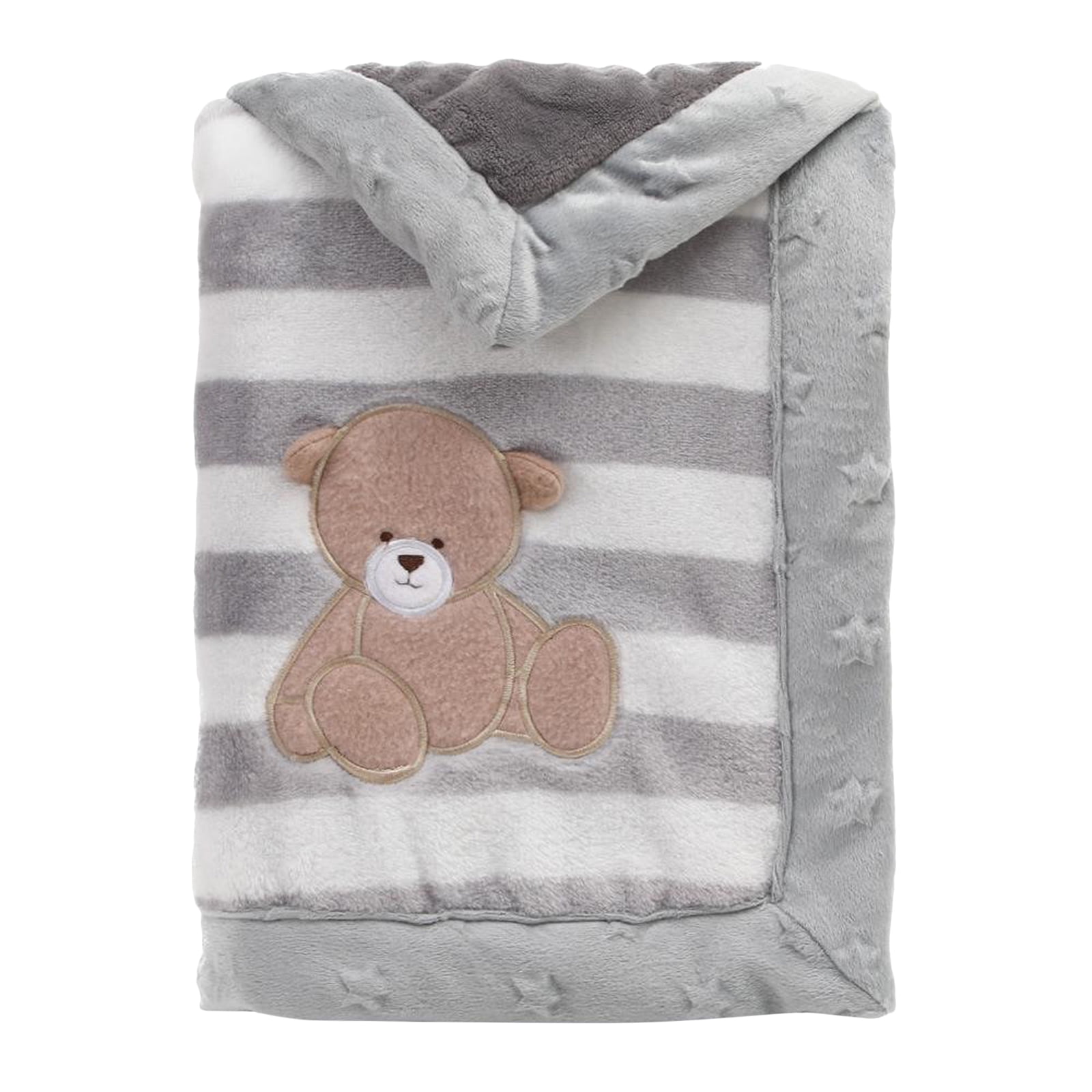 Polar Bear Flannel Baby Receiving Blanket Gray