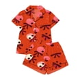 thumbnail image 4 of Gunia Women Halloween Pajamas 2 Piece Cozy Button Up Short Sleeve Tops And Shorts Pjs Jammies Orange L, 4 of 4