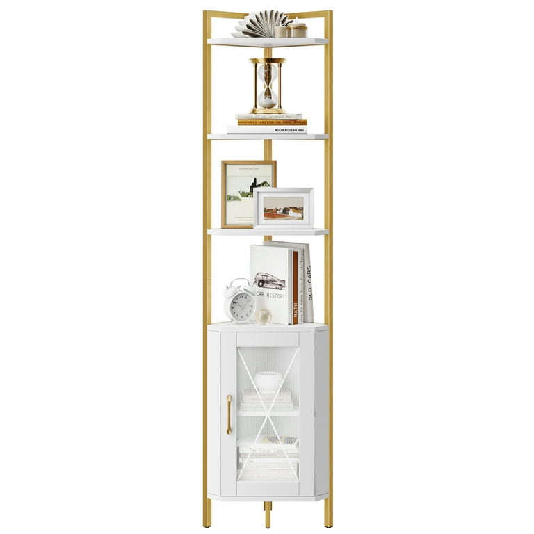 Namiko Bookshelves and Bookcases Floor Standing 6 Tier Display Storage Shelves 71in Tall Bookcase Home Decor Ebern Designs Color: White