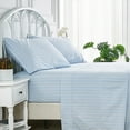 thumbnail image 5 of Melange Home Bedford Lane Shirt Stripe Percale Cotton Sheet Set Purple - King, 5 of 5