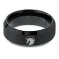 thumbnail image 2 of Tungsten Legendary Mythical Unicorn Band Ring 8mm Men Women Comfort Fit Black Beveled Edge Brushed Polished, 2 of 4
