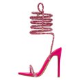 thumbnail image 6 of Womens Stilettos High Heel Strappy Gladiator Sandals Square Open Toe Lace up Heeled Dress Shoes Pumps Hot Pink Size 7, 6 of 6