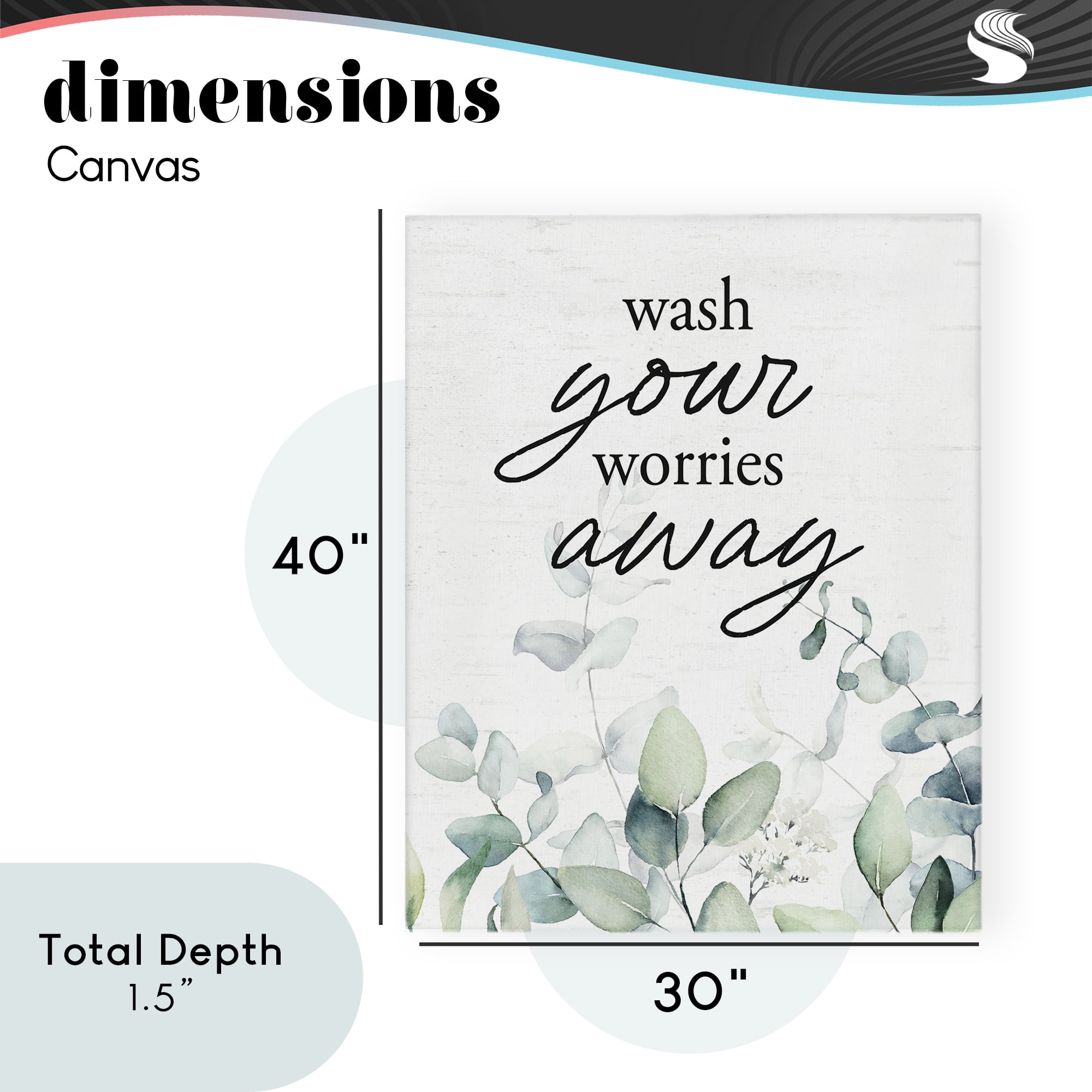 Wash Worries Away Herb Leaves Canvas Wall Art, design by Lettered and Lined