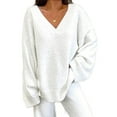 thumbnail image 3 of Sexy Dance Polar Fleece Sleepwear Set Long Sleeve Lounge Sets for Women Thick Wide Leg Pajamas Home V Neck Two Piece Outfit, 3 of 4