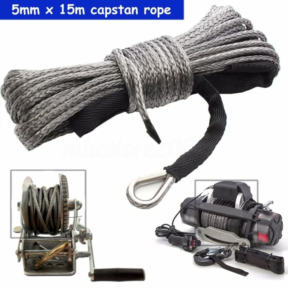 50Ft /15m Synthetic Winch Rope Line Cable 4500 5500 7000 lbs ATV UTV w/ 