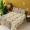 thumbnail image 2 of Ambesonne Flowers Boho Fitted & Flat Sheet with Shams 4 Pcs Set, Oriental Floral Design, King, Pale Tan Dark Yellow, 2 of 5