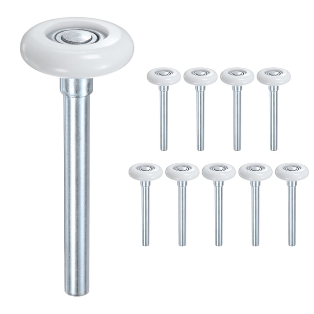 Uxcell Rouleaux de Porte de Garage en Nylon Lot de 10, Roues de Porte de Garage 1.8 Pouces Tige 4.3 Pouces, Roulements Estampés pour Portes de Garage, Blanc