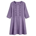 thumbnail image 5 of Odbmxy Boho Women's Mini Dress 3/4 Sleeve Fall Shift Tunic Tent Regular Embroidery Womens Dress Vacation, 5 of 6