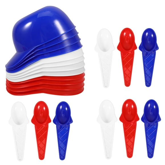 12pcs Baseball Hat Shape Bowls Ice Cream Bowls Children Tableware Dessert Bowl With Spoons