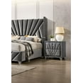 thumbnail image 7 of Velvet Nightstand – 28" Tall (26.4"W) – Gray Upholstered w/ Chrome Legs – Crystal Knobs + Glass Top – Hollywood Glam Bedroom Statement, 7 of 7