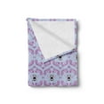 thumbnail image 2 of Queen Bee Soft Flannel Fleece Throw Blanket, Ornamental Curves and Motifs with Insect Silhouettes, Cozy Plush for Indoor and Outdoor Use, 60" x 80", Pale Ceil Blue Fuchsia, by Ambesonne, 2 of 5