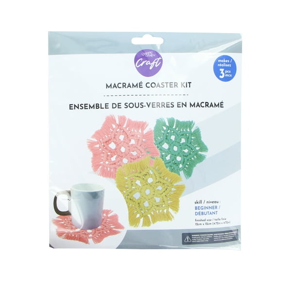UNIQUE CREATIV CRAFT Macramé Coaster Kit – Star, 3 pcs, Age 8+, Beginner, 15.5 cm