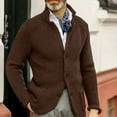 thumbnail image 2 of Txeol Mens Sweater Blazer Warm Knitted Cardigan Sweaters Casual Stand Collar Chunky Button Down Wool Suit Jacket 2025,Coffee,XXXL, 2 of 7