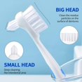 thumbnail image 3 of Queilt (Red+Blue, 2 Pcs) Denture Brush Hard Bristles, Denture Toothbrush with Dual Head & Rubber Handle Non-Slip, 3 of 5