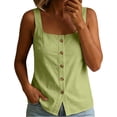 thumbnail image 1 of Fewfanhot Spring Tops for Women 2026 Trendy Ribbed Tank Tops Slim Fit Square Neck Sleeveless Shirts Slit Hem Summer Casual Basic Tanks, 1 of 7