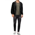 thumbnail image 2 of Chaqueta de lentejuelas Argyle Inspire Chic para hombres, de manga larga, metálica, brillante, con capucha, disco, color negro, 2 of 5