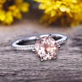 thumbnail image 3 of 6mm Round Morganite 1.5 Carat Engagement Ring Solid 10k Rose Gold Wedding Ring basket underneath Halo Pink Gemstone Promise Ring for Bride, 3 of 5