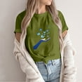thumbnail image 2 of NAMTYQX Womens Tshirts Cotton Loose Fit Plus Size Loose Breathable Stretch Trending Gemustert Pattern Short Sleeve Crewneck Cute Summer Tops for Women Army Green Size L, 2 of 5