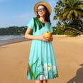 thumbnail image 4 of Goofa Tropical Pineapple Pattern Women Summer Short Sleeve Midi Dress with Pockets Casual Aline Flowy Tshirt Dress Vocation Beach Sundress, 4 of 6