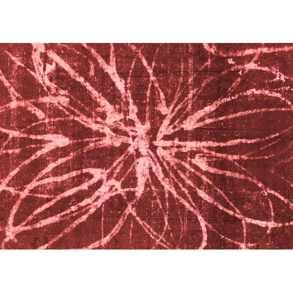 Ahgly Company Indoor Rectangle Abstract Red Modern Area Rugs, 2' x 4'