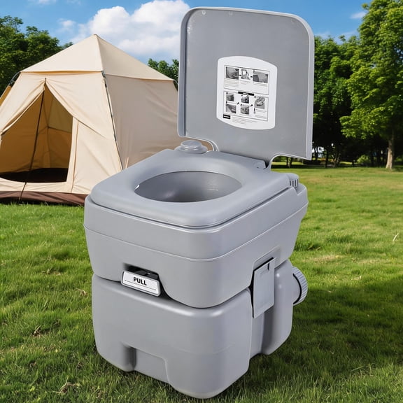 Gaderth 5.3 Gal Camping Toilet,Portable Toilet For Adults,2.6 Gallon Fresh Water Tank Outdoor Camping Potty For Rv, Boating, Hiking & Truck Use