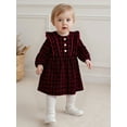 thumbnail image 4 of Miaouyo 0-3T Toddler Baby Girls Plaid Spring Autumn Dress Long Sleeve Round Neck Button Up A-line Dress, 4 of 9