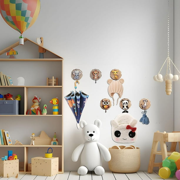 Pack of 6 Children s Coat Racks Coat Hooks for Children in Animal Shape Self Adhesive Hooks Wall Hooks Wood No Drilling Wardrobes Children s Room Decoration Gift 12pcs Walmart