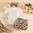 thumbnail image 2 of HCNTES Newborn Infant Girl Clothes Rib Knit Romper Print Shorts Headband Kids Clothes Set for Baby Girls Spring Summer(Z01-White,12-18 Months), 2 of 6