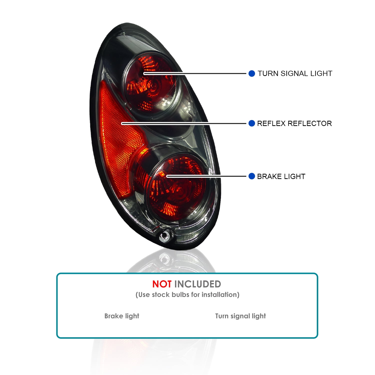 Spec-D Tuning Smoke Lens Tail Lights Compatible with 2001-2005 Chrysler PT Cruiser, Left + Right Pair Assembly