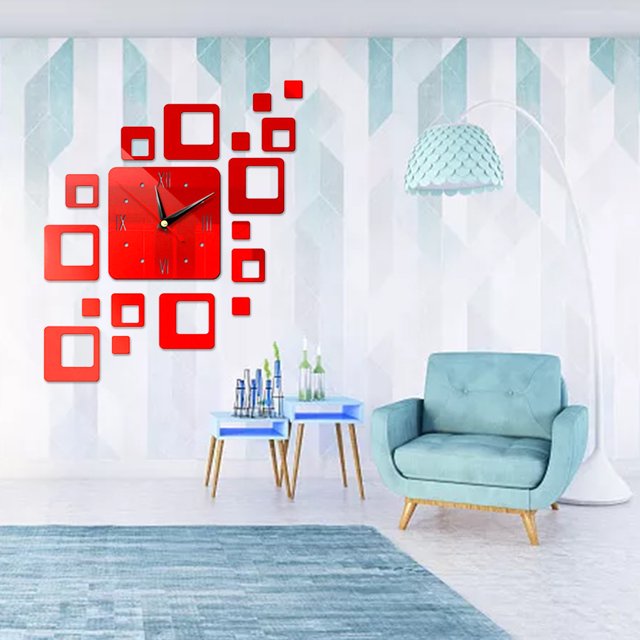 Muyoka 3D DIY reloj pegatina reloj de pared hogar moderno espejo de cristal pegatina autoadhesivo DIY oficina sala de estar decoración espejo moderno superficie mural reloj de pared Muyoka Hogar