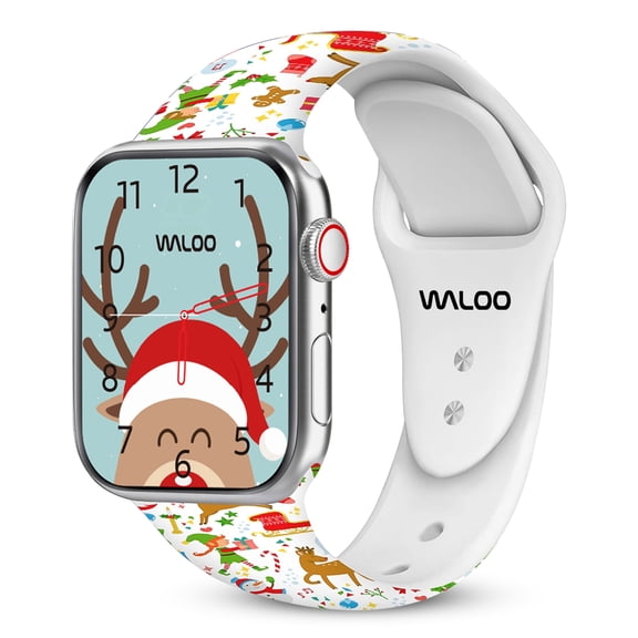 Waloo Christmas Silicones Silicone Band for Apple Watch 40/41/42mm - Cream Reindeer