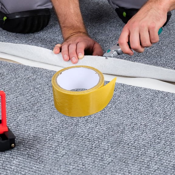 DEEPCRAFF Double-Sided Fabric Tape Yellow, Heavy Duty Strong Adhesive for Carpet Repair, Crafting, Decoration and Projects