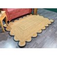 thumbnail image 2 of Hand Woven Farmhouse Jute Area Scalloped Rug Natural Scallop Pattern Jute Bohemian Base NAavy Blue Trim Rug (Navy, 2'x6'), 2 of 4