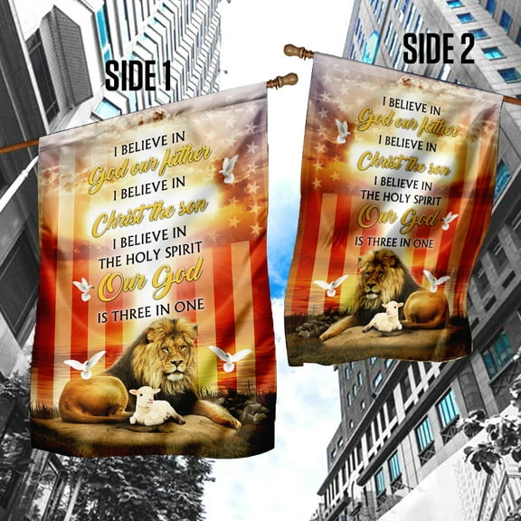 FLAGWIX God, Lion And Lamb Easter Flag, Outdoor Easter Decoration - House Flag (29.5" x 39.5")