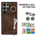 thumbnail image 2 of ELEHOLD For Samsung Galaxy A52 5G, Wallet Case with Card Slot Holder,RFID Blocking,Built-in 360°Rotating Ring Kickstand Zipper Retro Purse Shockproof Case Cover, brown, 2 of 8
