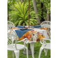thumbnail image 2 of Outdoor Tablecloth with Umbrella Hole and Zipper, Orange Fall Round Table Cloth 60 Inch Waterproof Tablecloth, Thanksgiving Botanical Vintage Picnic Table Cover for Patio Camping, 2 of 7